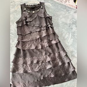 Great Platinum Gray party dress w/a little extra bling!